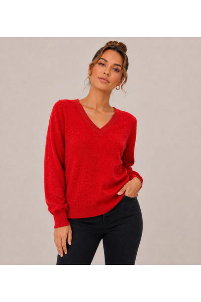 Okçu Triko Women's V-Neck Knitwear Sweater 27K12309-10