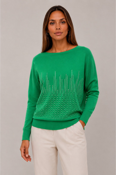 Okçu Triko Women's Round Neck Textured Knitwear Sweater 27K12008-20