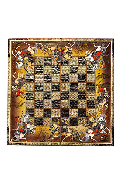 İran’ın El İşlemesi Hatem ve Minyatür Tavla ve Satranç - 60x60 CM