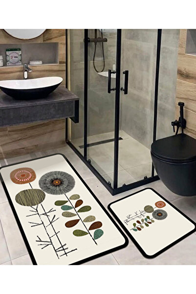 Ardizayn Bohemian Abstract, Non-Slip Base 60X100 - 50X60Cm, 2-Piece Bath Mat,...