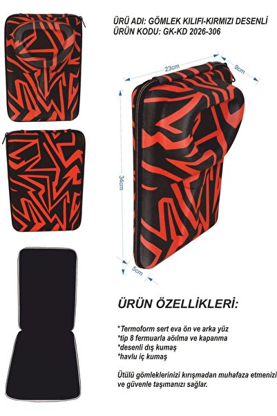 Termoform EVA Gömlek ve Kıyafet Taşıma Çantası – Seyahat Organizeri - Kırmızı