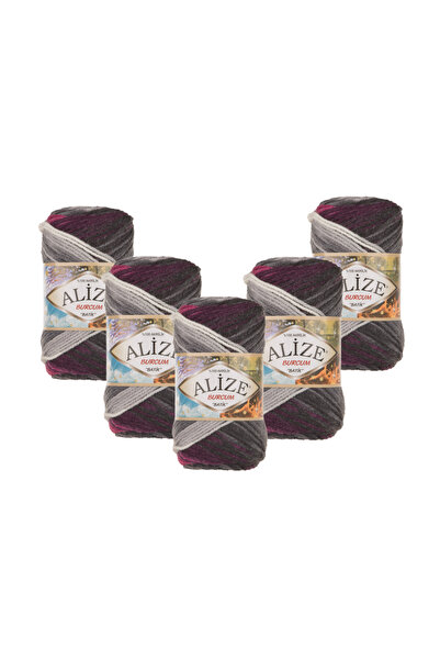 Alize Burcum Batik 5 Pieces (4202) 500 Gr 1050 Mt 100% Acrylic Hand Knitting ...