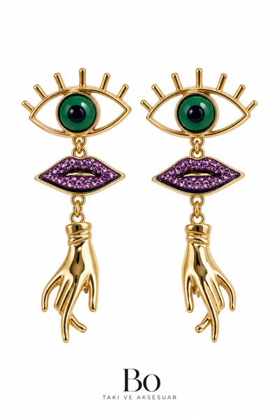 Bo Takı ve Aksesuar Göz 👁️ model sallantılı küpe