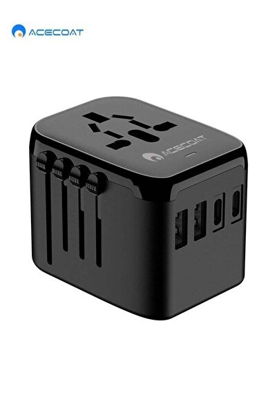 ACECOAT Universal Travel Adapter, International Plug Adapter With 2 USB A&2 U...