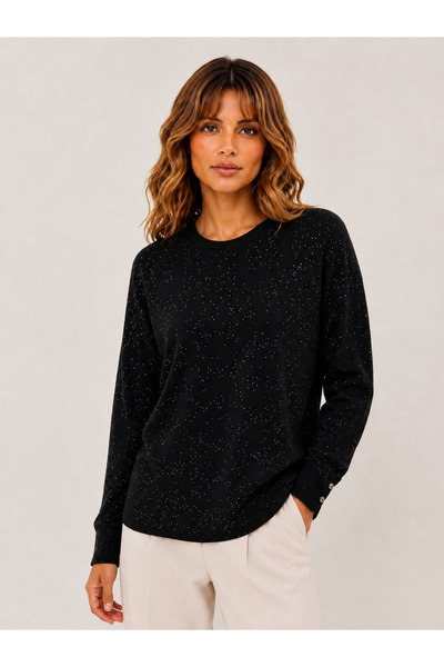 Okçu Triko Women's Round Neck Sparkling Knit Sweater 27K12307-99