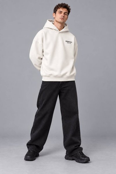 Generic Brand Hanorac unisex oversize, cu glugă, cu două fețe, din material p...