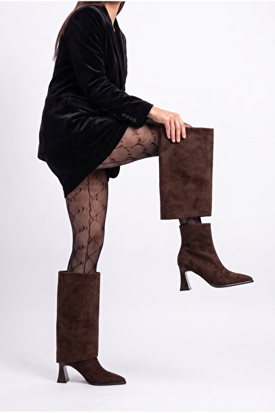 Shoesers Γυναικείες κοντές μπότες με ειδικό σχέδιο, ριγέ τακούνι, μυτερή μύτη...