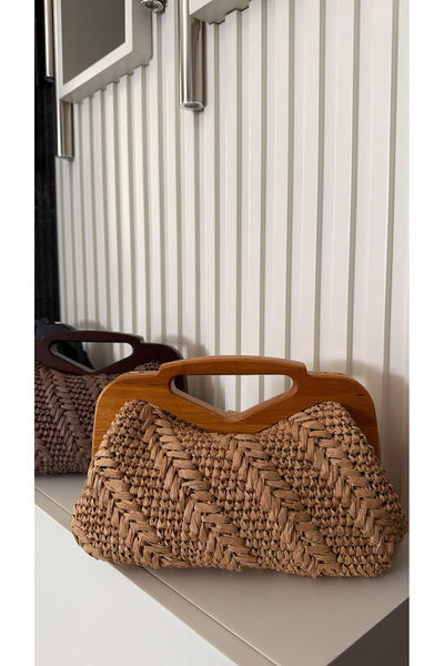 WOMANBAG Handmade Straw Handbag Clutch Straw Color (37Cx22Cm)