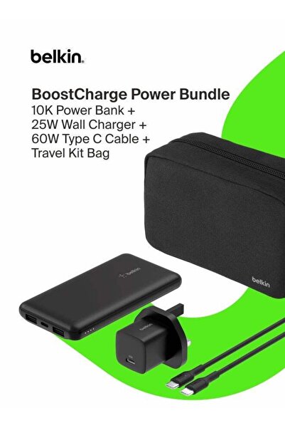 Belkin Portable Charger, 4-in-1 Power Bundle with 10000 mAh Power Bank, 25W U...