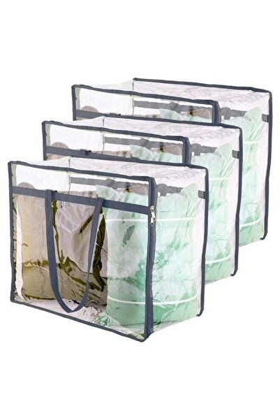 Yelajoy 3 Pcs Clear Clothes Storage Bags, 40L Plastic Blanket Storage Bag, Vi...