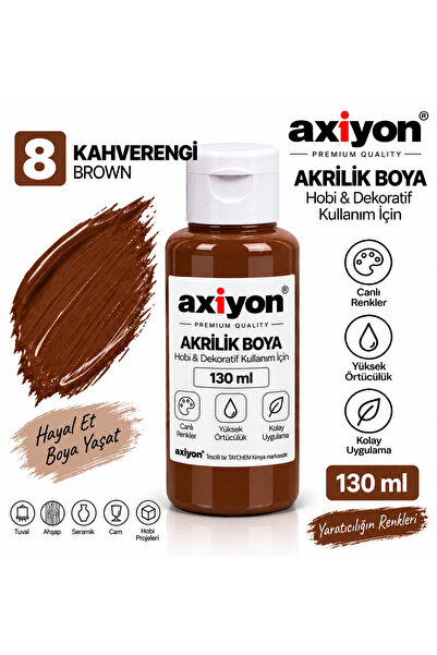 axiyon art Akrilik Boya 130 ml Kahverengi – Su Bazlı Hobi ve Dekoratif Boya