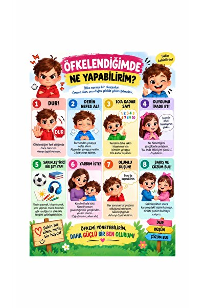 Öfkelendiğimde Ne Yapabilirim Afişi 50x70cm Ebat Vinil Branda Baskı