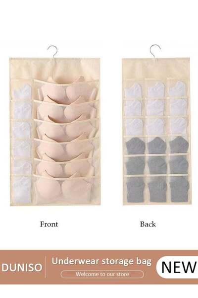 DUNISO Dual Sided Wall Closet Hanging Organizer Storage with Mesh Pockets for...