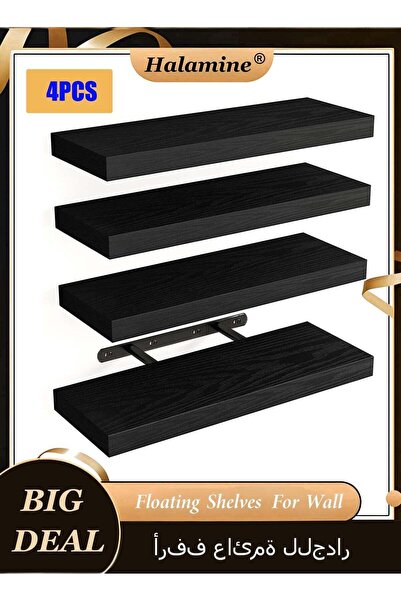 Halamine 4 Pcs Set of Floating Shelves， for Wall Decor Wall Shelves ，for Bedr...