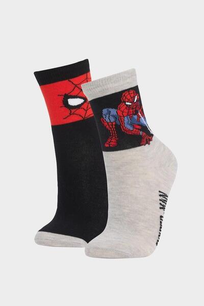 DeFacto Boys' Marvel Spiderman 2-Pack Cotton Long Socks (Ns)
