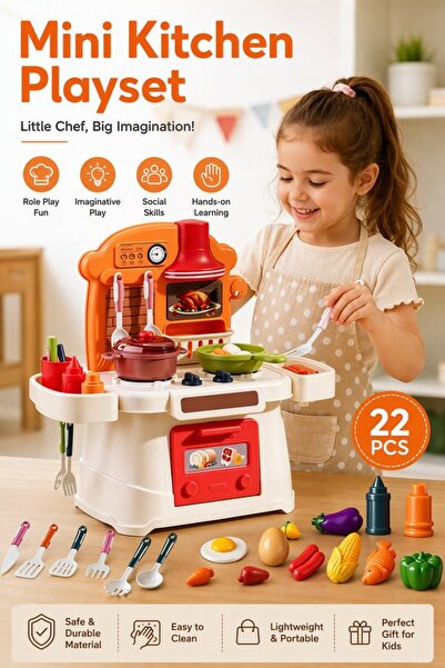 Generic 21 Pcs Plastic Sound Light Mini Kitchen Playset Educational Vibrant C...