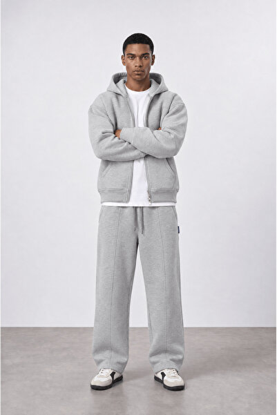 Respire Men's Basic Panda Oversize Zip Gray Melange