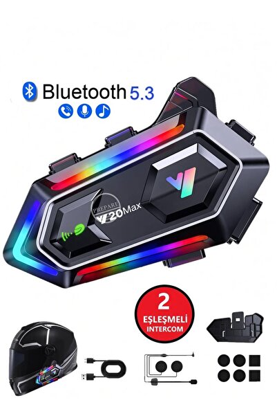 electroking W20 Max Motorsiklet Intercom Su Geçirmez Kask 2 Kişi Telsiz Bağla...
