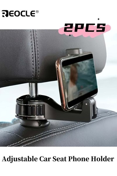 REOCLE 2pcs Adjustable Car Seat Phone Holder with Headrest Mount Durable Plas...