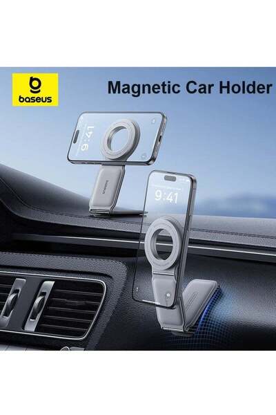 Baseus MagSafe Car Mount for Car Dashboard & Tesla Screen, [Metal&Leather] Fo...