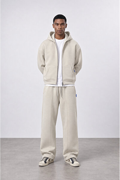 Respire Men's Basic Panda Oversize Zip Beige