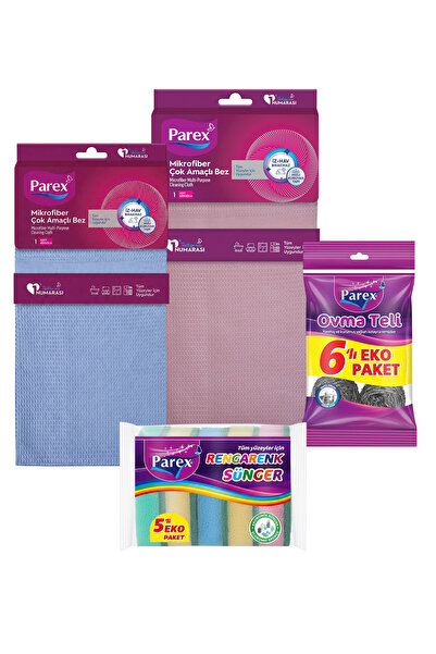 Parex Mikrofiber Bez, Sünger ve Ovma Teli Mutfak Seti