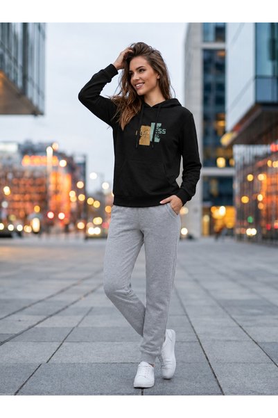 CLOTHES33 Trening cu glugă, set din 2 piese, de iarnă, cu imprimeu, pentru fe...
