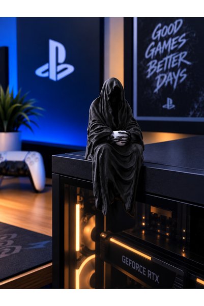 Grim Reaper Ölüm Meleği Figürü – PC Kasa Süsü, Masaüstü Dekor, Gamer Setup Aksesuarı