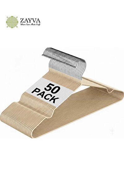 ZAYVA 50-Piece Cloth Hangers Sturdy Non-Slip Flocking Cloth Hanger for Clothe...