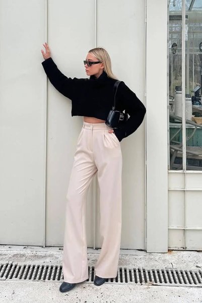 KAIL Premium Trend Çift Pileli Bol Paça Double Palazzo Pantolon