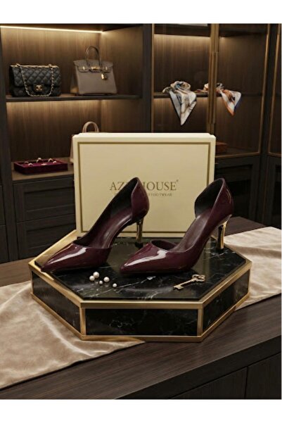 AZR Women's Heeled Shoes Black Stiletto Comfortable Patent Leather for Daily ...