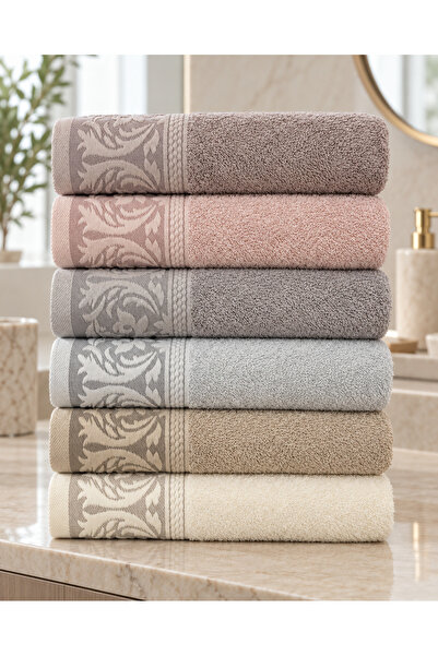 Sarmaşık Desenli Renkli Havlu 50x90 cm 6’lı Set %100 Pamuk