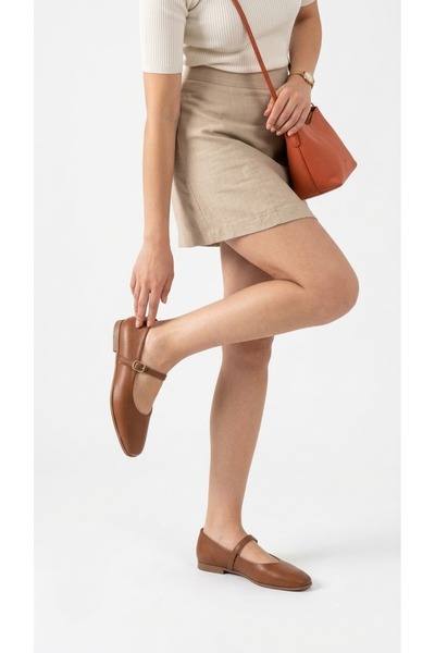 ARTI ARTI AYAKKABI Mia Stilo-0002-Genuine Leather Casual Women's Ballerina Shoes