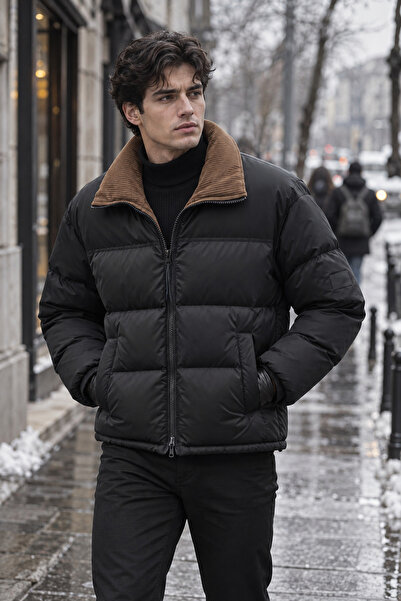 MOVENTO Men's Suede Collar Puffer Coat