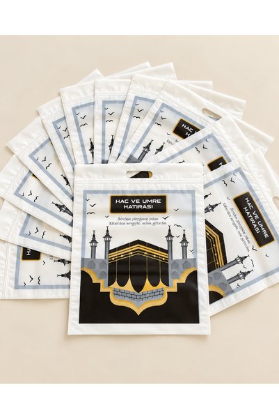 Bilenler Pungă cadou cu fermoar pentru Hajj și Umrah, 35x45 cm, cu fermoar și model Kaaba, pungă suvenir pentru Hajj și Umrah