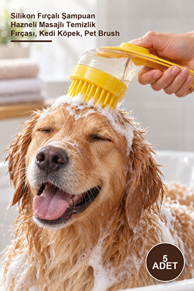 Yenilig 5 Pieces Pet Comb with Liquid Container – Massage Cleaning Brush with...