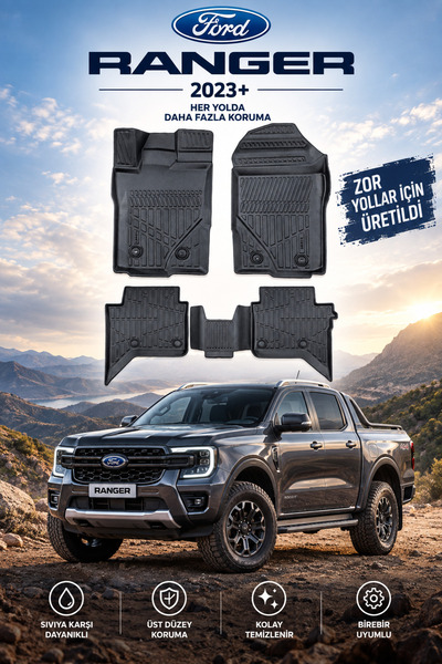 MODxAUTO FORD RANGER 2023+ ARACINIZA ÖZEL ÜRETİM HAVUZLU PASPAS TAKIMI A+ -MOD-