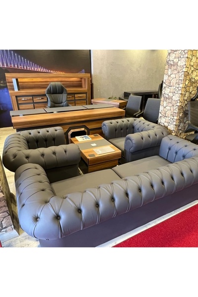 ENG OFİS MOBİLYALARI BARON MAKAM TAKIMI FULL SET UYGUN FIYATA ANTRASİT GRİ