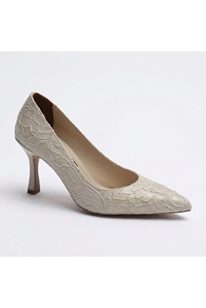 KUUM LONDON K70-4777 Beige Heeled 7 cm Women's Evening Dress Shoes