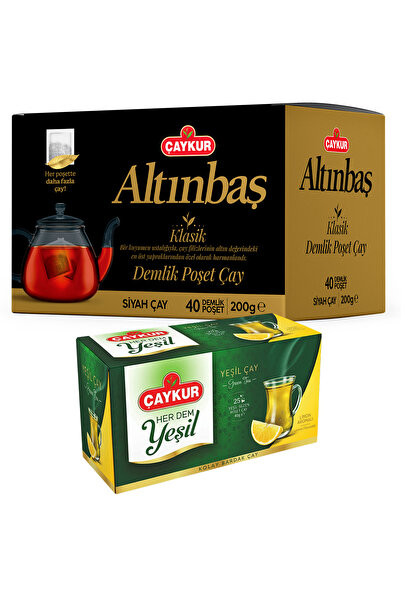 Çaykur Herdem Lemon Green Tea and Altinbash 40-Pack Teapot Tea Bag Package