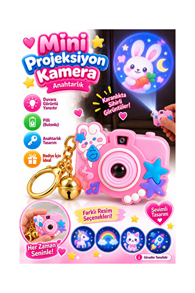 ALAY Ticaret Mini Projeksiyon Kamera Anahtarlık - Pembe Tavşan