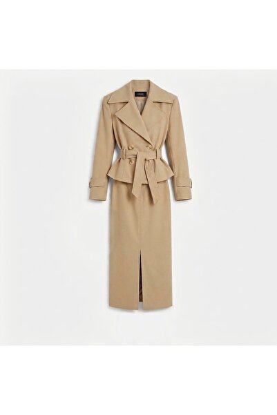 Julidress Belted Trench Coat Jacket and Maxi Long Skirt Premium Set
