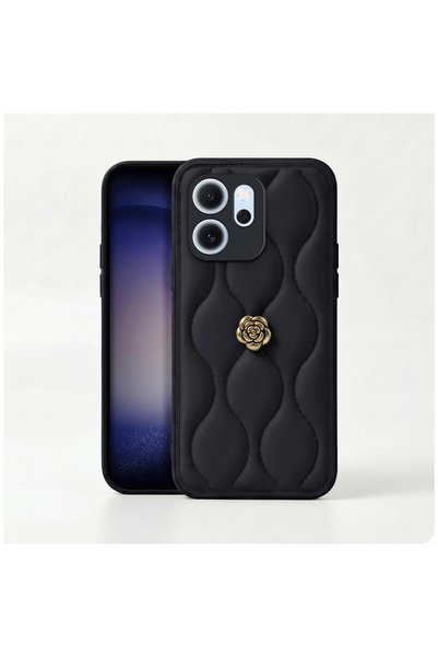 Zebana Oppo Reno14 F Compatible Case Camellia Leather Case Black