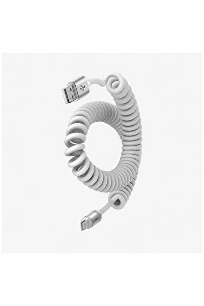 LISEN Spiral USB-A to USB-C Şarj ve Data Kablosu – CarPlay, 3.1A, 1.2 Metre Gri
