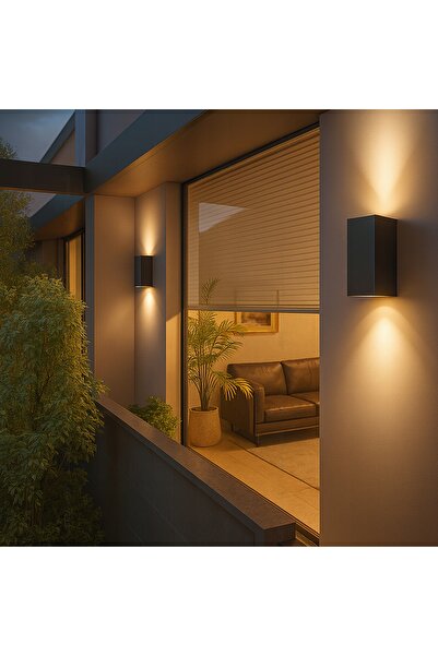 LEDtechnics 2x Aplică de perete de exterior pentru grădină, cu suport pentru ...