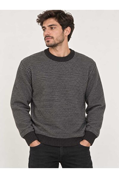 EMKA GİYİM Men's Crew Neck Premium Ribbed Knitwear Sweater