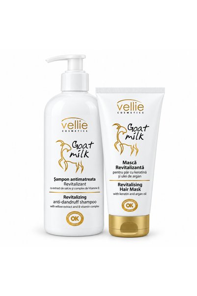 Vellie Cosmetics Комплект за грижа за косата с козе мляко Vellie – Шампоан пр...