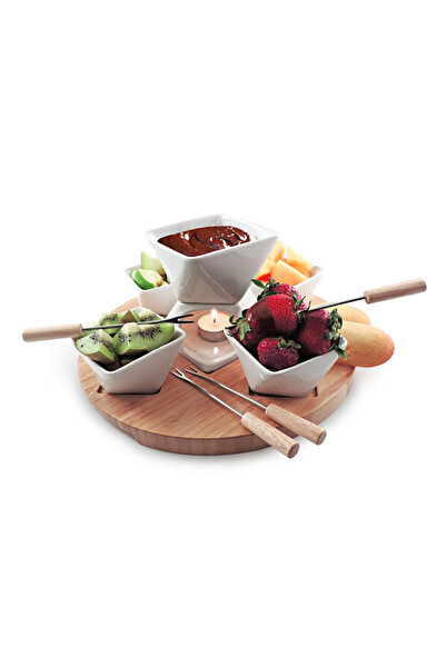 NO BRAND Set fondue ciocolată pentru 4 persoane RUBIK alb SWISSMAR
