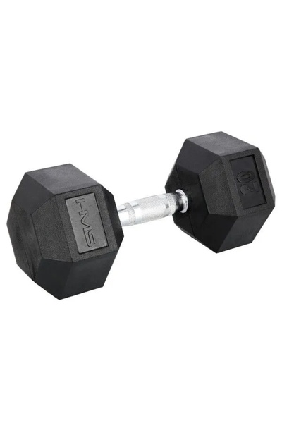 HMS Ganteră din fontă gumată, hexagonală, 20 kg, din oțel solid, rezistentă.