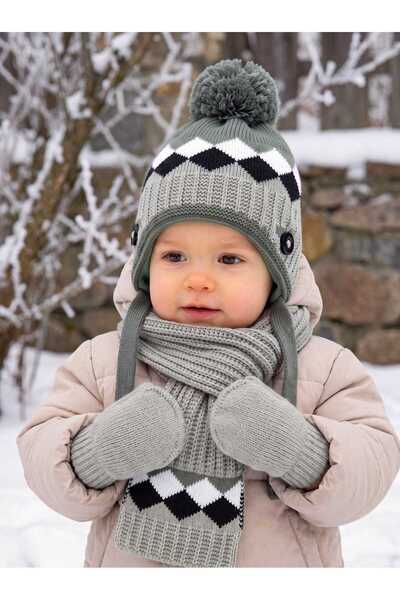 Aware Time Kitti 0-12 Months Baby Boy & Child Fleece Scarf, Beanie, Gloves 3-...